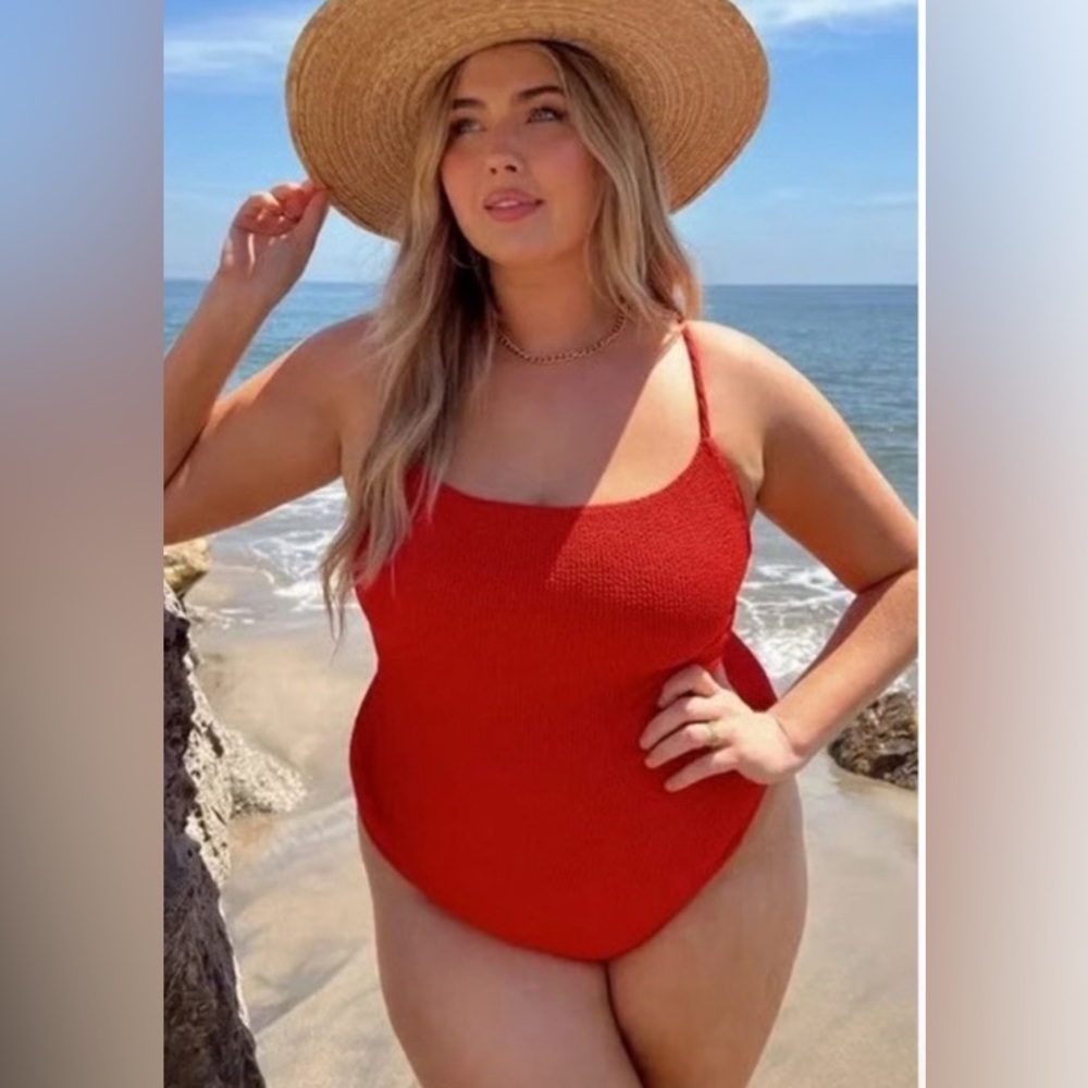 Show Me Your MuMu Red Textured One-Piece Swimsuit